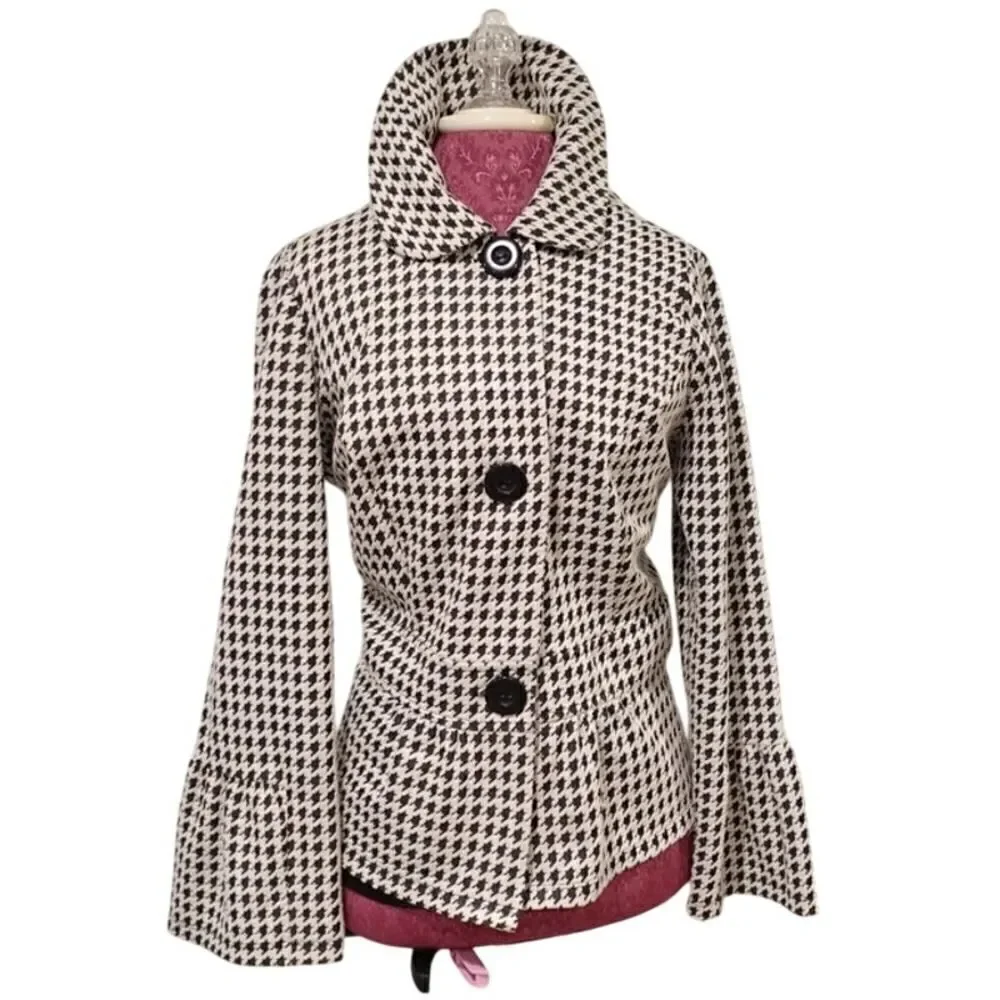 NY Collection Women's 1X Herringbone n Gold Crop Blazer